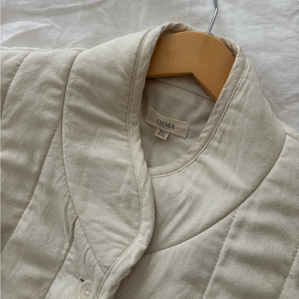 Ozma of California Silk Noil Quilted Jacket Cream - Picture 5 of 6